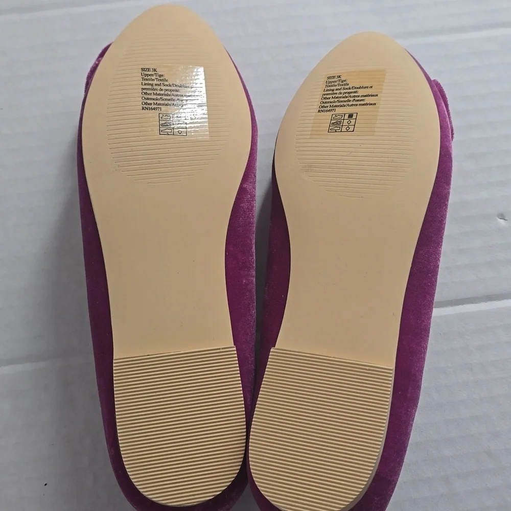 Janie and Jack Girl's Elegant Velvet Bow Flats Sz 3